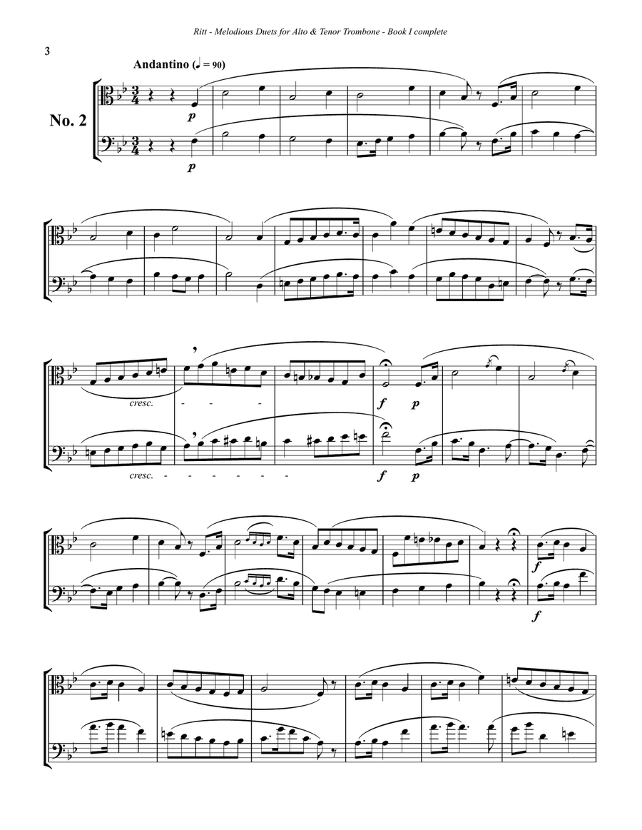 Melodious Duets to Rochut Bordogni Etudes for Alto and Tenor Trombones Book 1 complete Trombone Duet scores gallery preview page 5