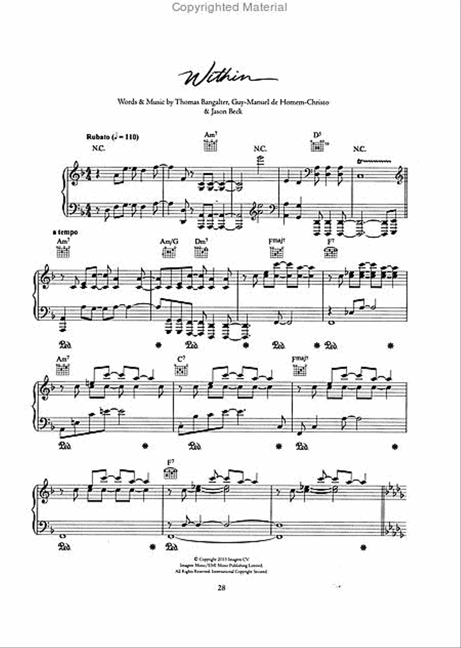 Daft Punk – Random Access Memories Piano, Vocal, Guitar scores gallery preview page 5