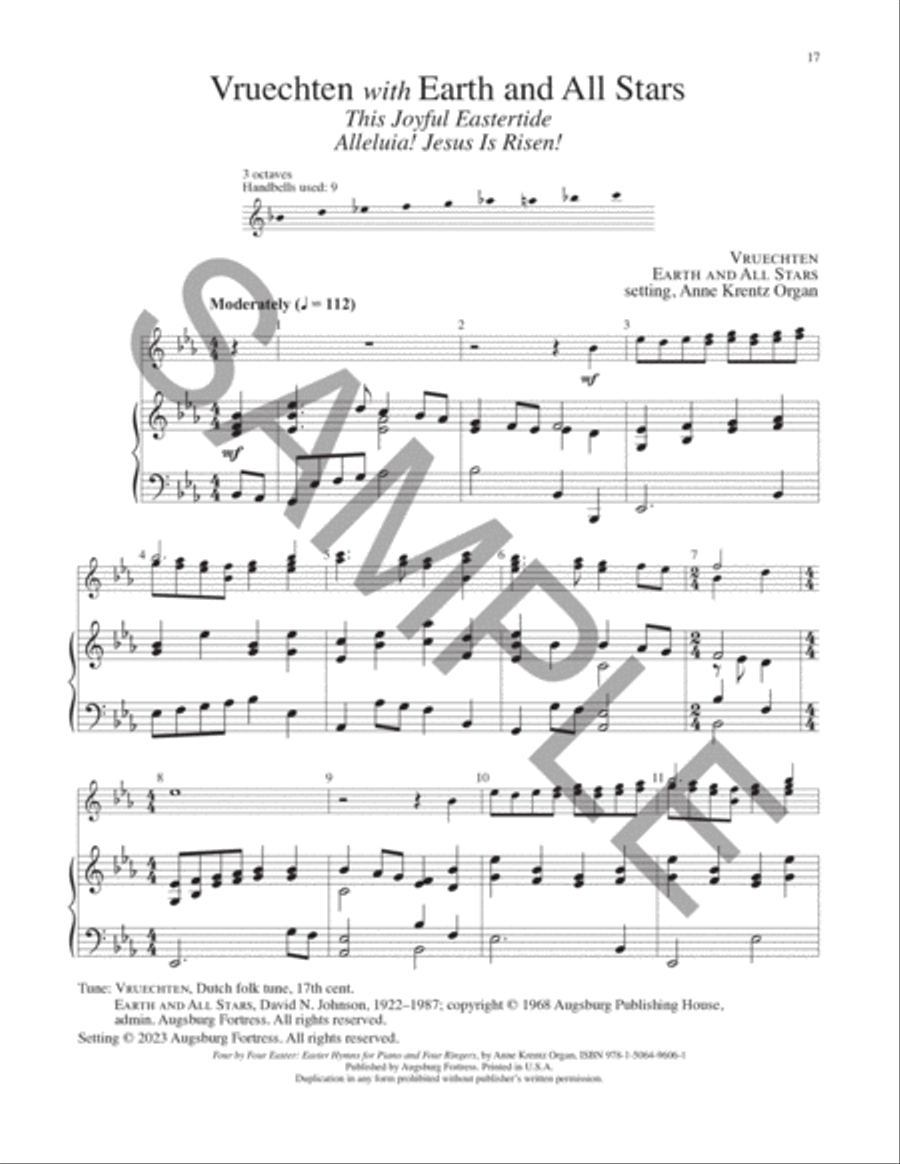 Four by Four Easter: Easter Hymns for Piano and Four Ringers Handbell Choir scores gallery preview page 9
