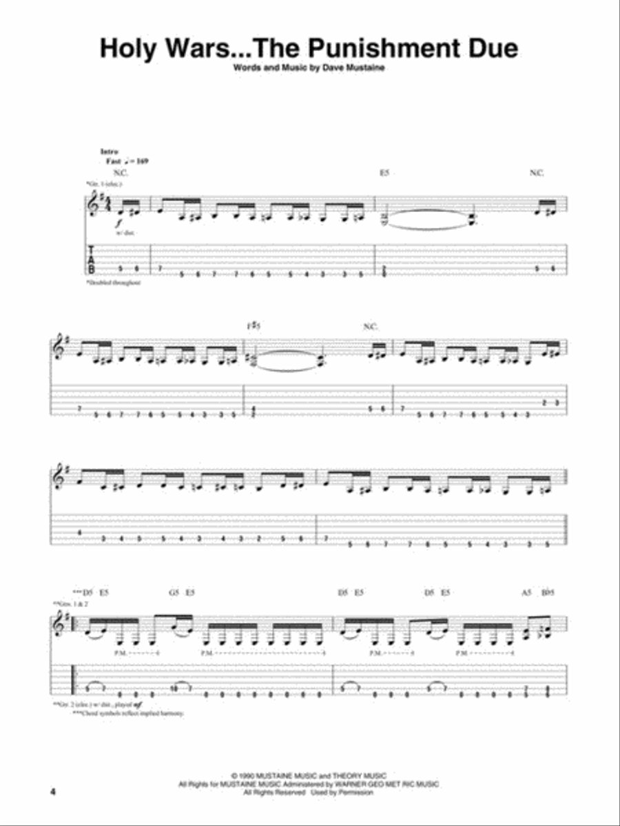 Megadeth – Greatest Hits: Back to the Start Electric Guitar scores gallery preview page 4