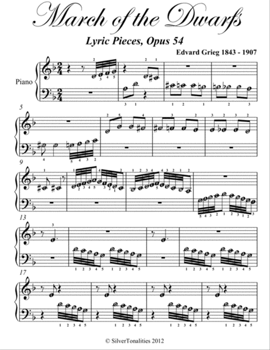 March of the Dwarfs Beginner Piano Sheet Music