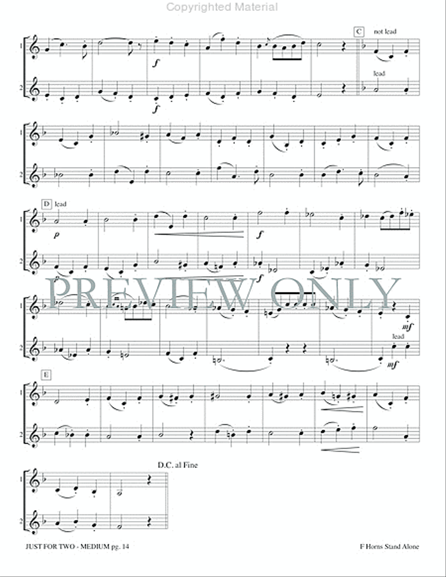 Just for Two Medium (stand alone version) Brass Duet scores gallery preview page 16