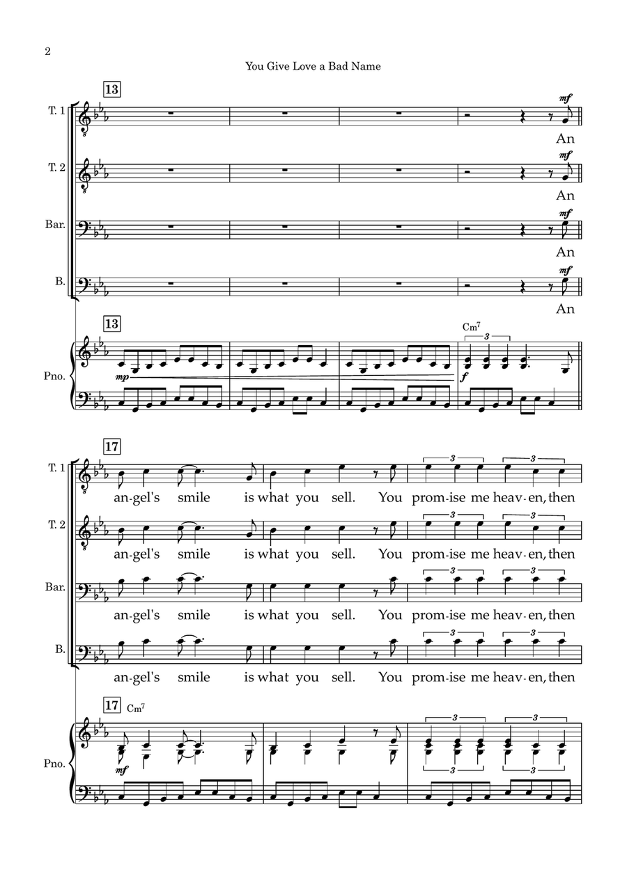 You Give Love A Bad Name TTBB scores gallery preview page 2