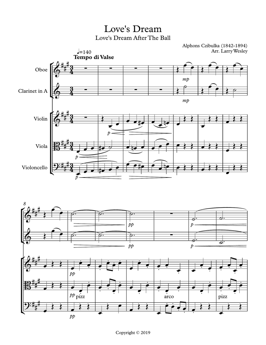 Love's Dream for mixed ensemble Small Ensemble scores gallery preview page 1