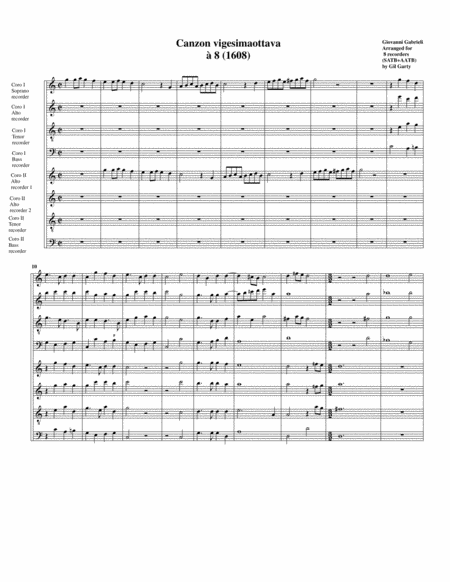 Canzon no.28 a8 (1608) (arrangement for 8 recorders)