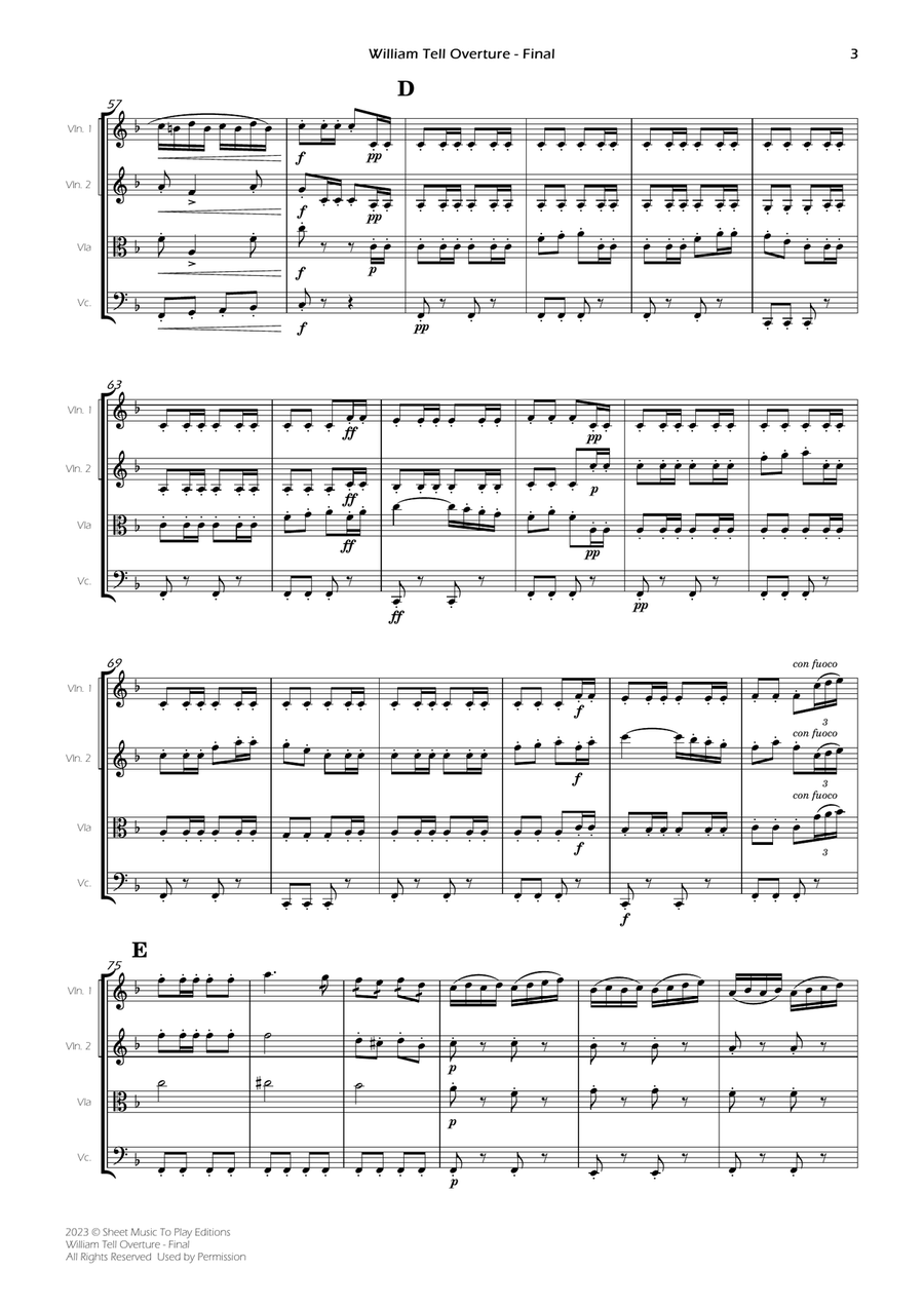 William Tell Overture - String Quartet (Full Score) - Score Only String Quartet scores gallery preview page 5