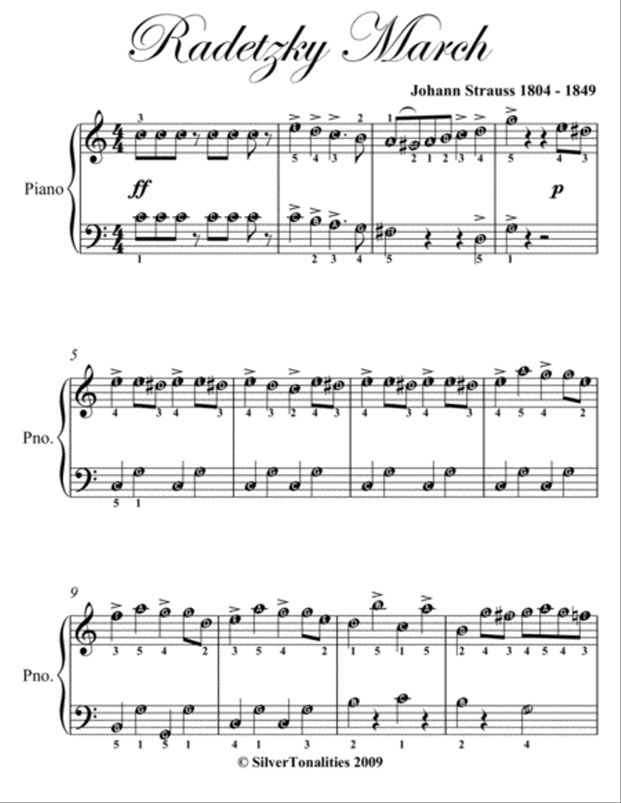 Radetzky March Easy Piano Sheet Music Easy Piano scores gallery preview page 2
