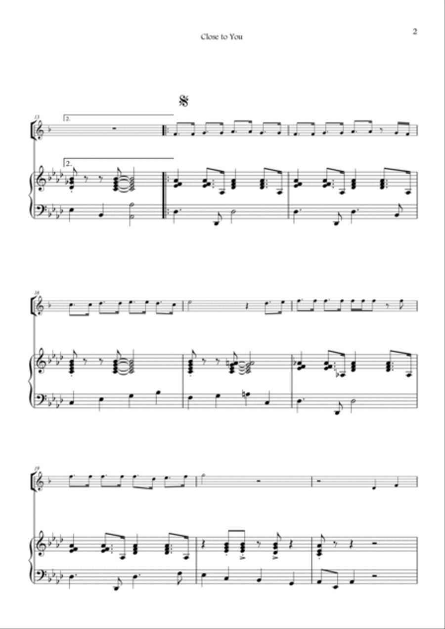 Close To You Close To You Alto Saxophone scores gallery preview page 2