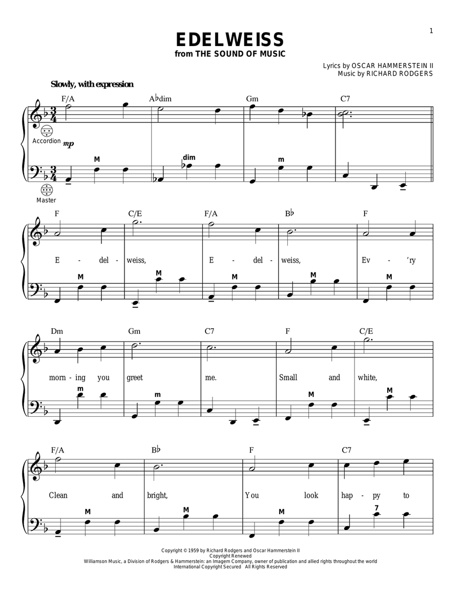 Edelweiss (arr. Gary Meisner) Piano scores gallery preview page 1