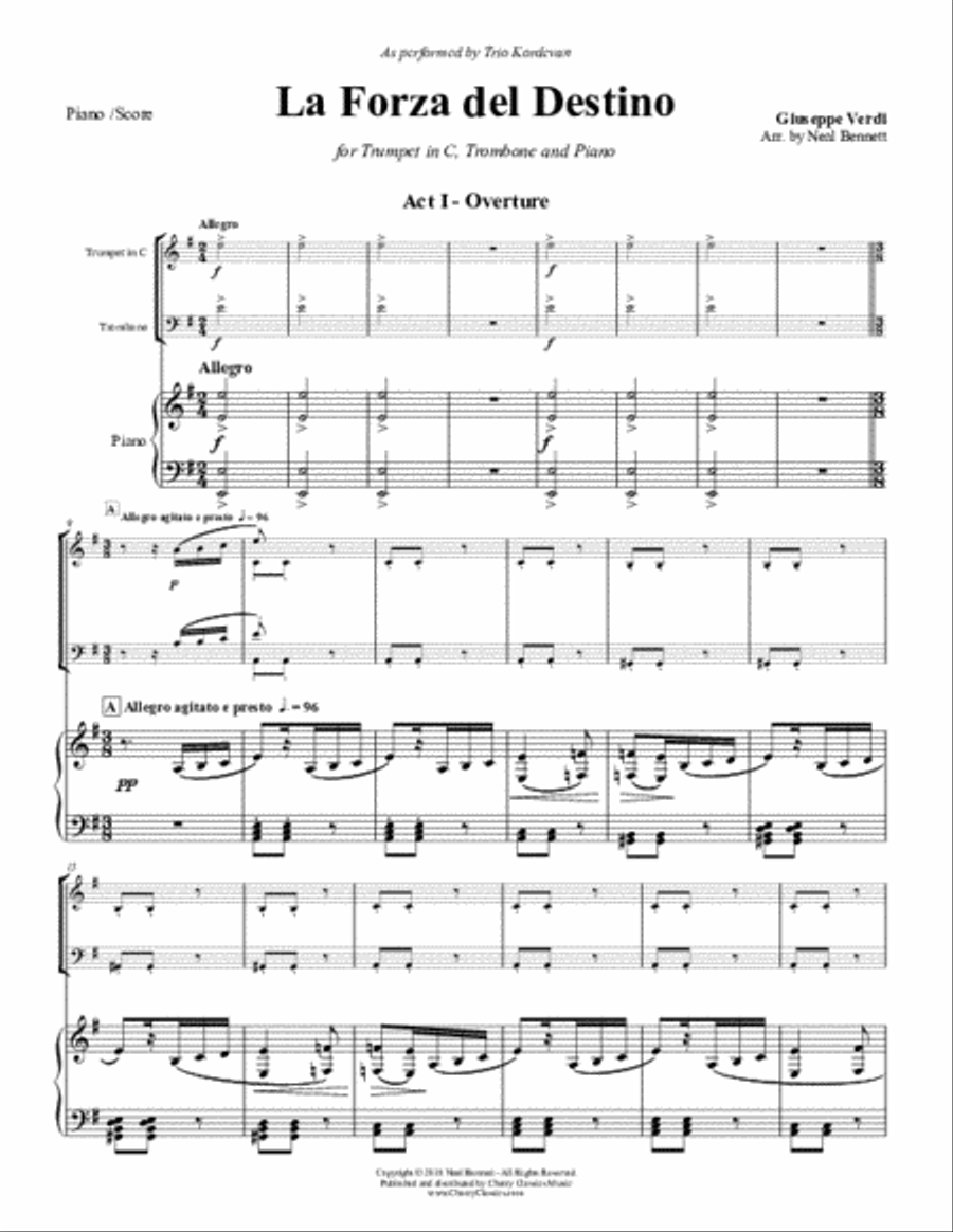 La Forza del Destino Overture for Trumpet, Trombone and Piano Trumpet scores gallery preview page 2