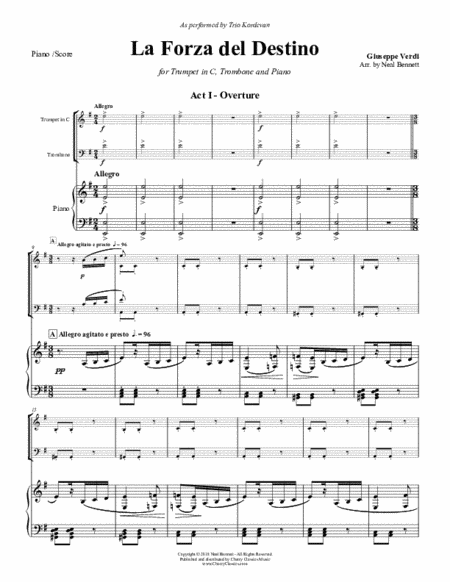 La Forza del Destino Overture for Trumpet, Trombone and Piano