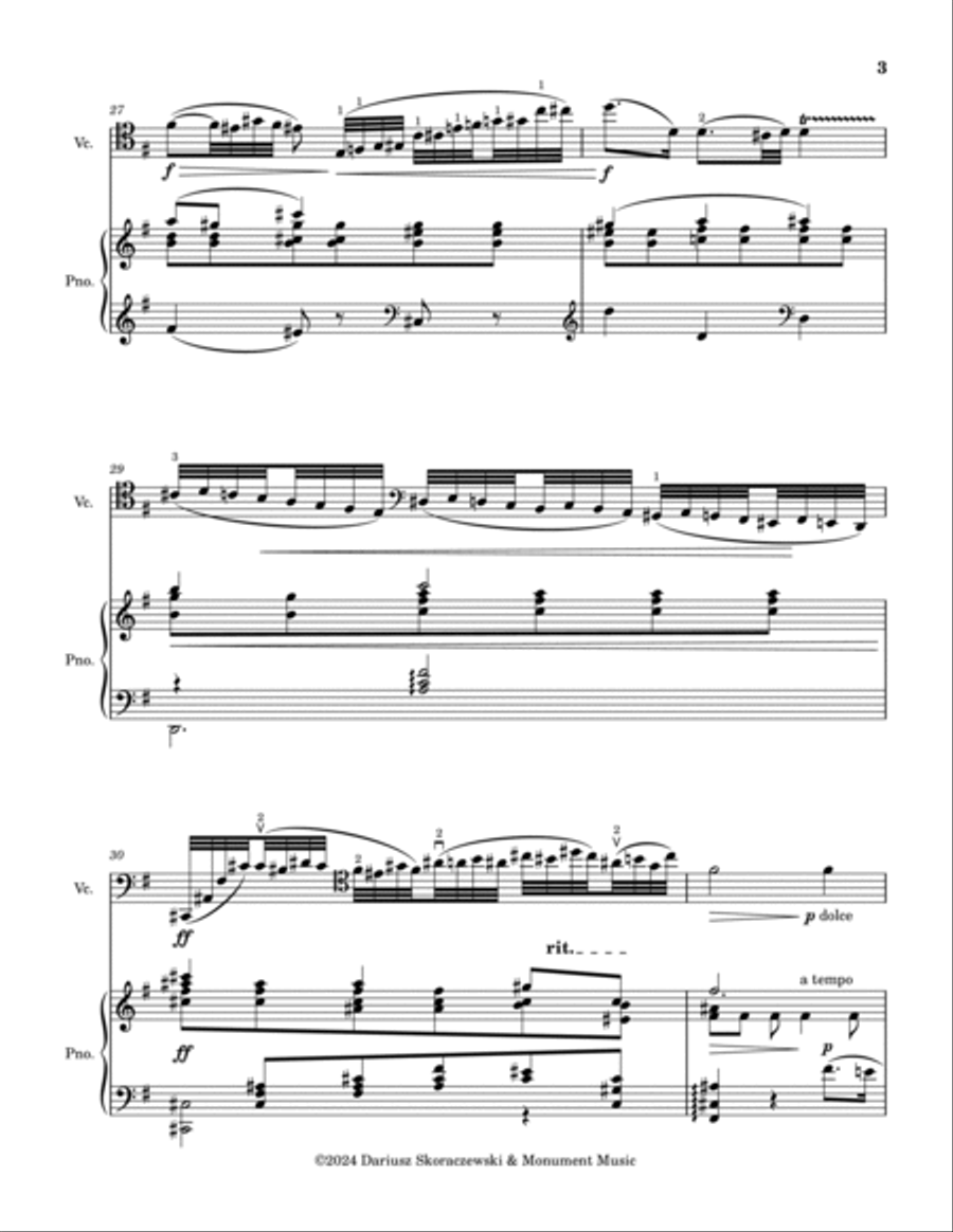 Chopin - Etude Op. 25, No. 7 in E minor for Cello and Piano Chamber Music scores gallery preview page 3