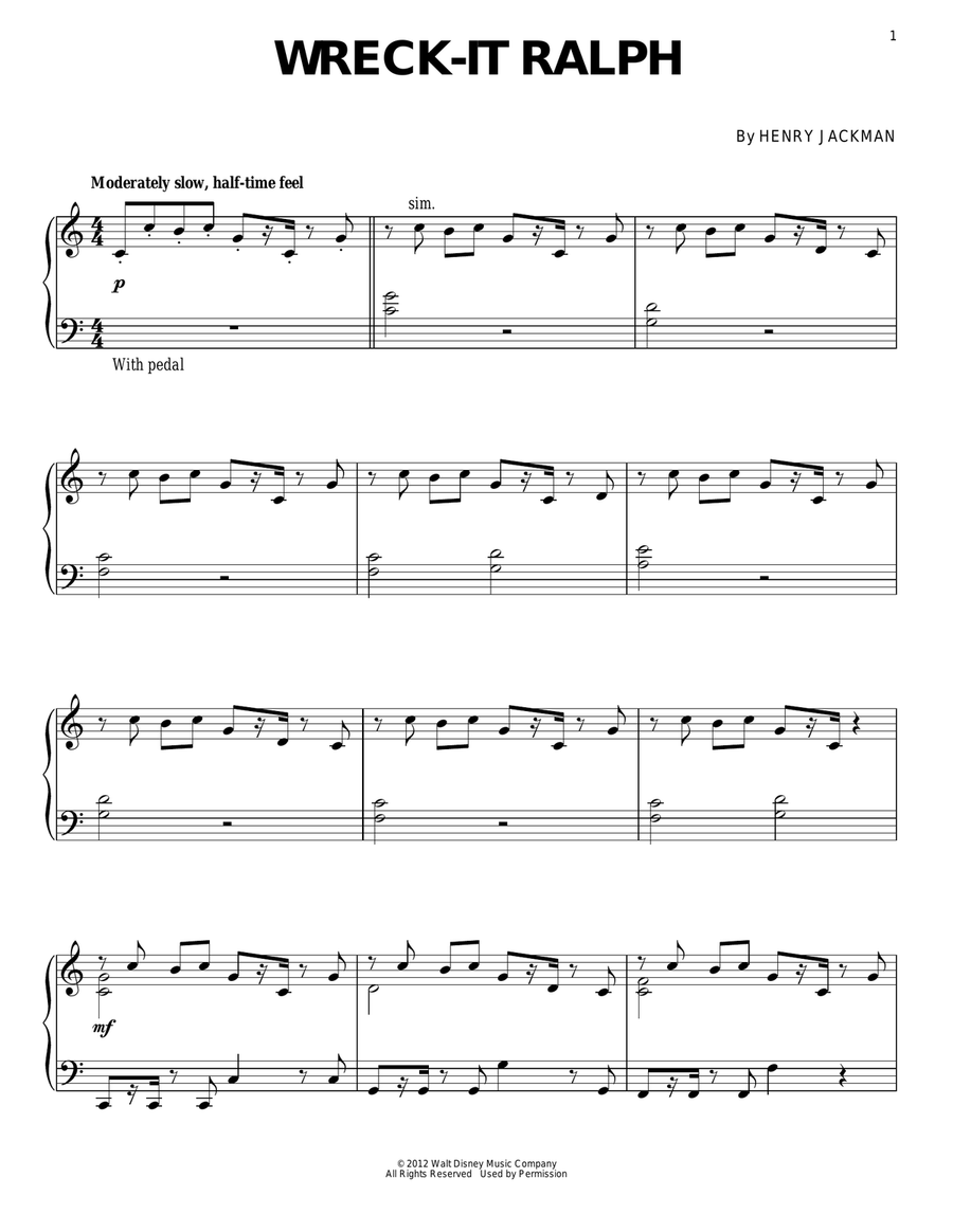 Wreck-It Ralph Wreck-It Ralph Piano Solo scores gallery preview page 1
