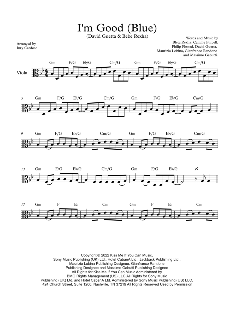 I'm Good (blue) I'm Good (blue) Viola Solo scores gallery preview page 1