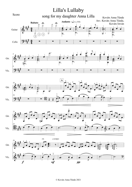 Lilla's Lullaby - for guitar and cello image number null