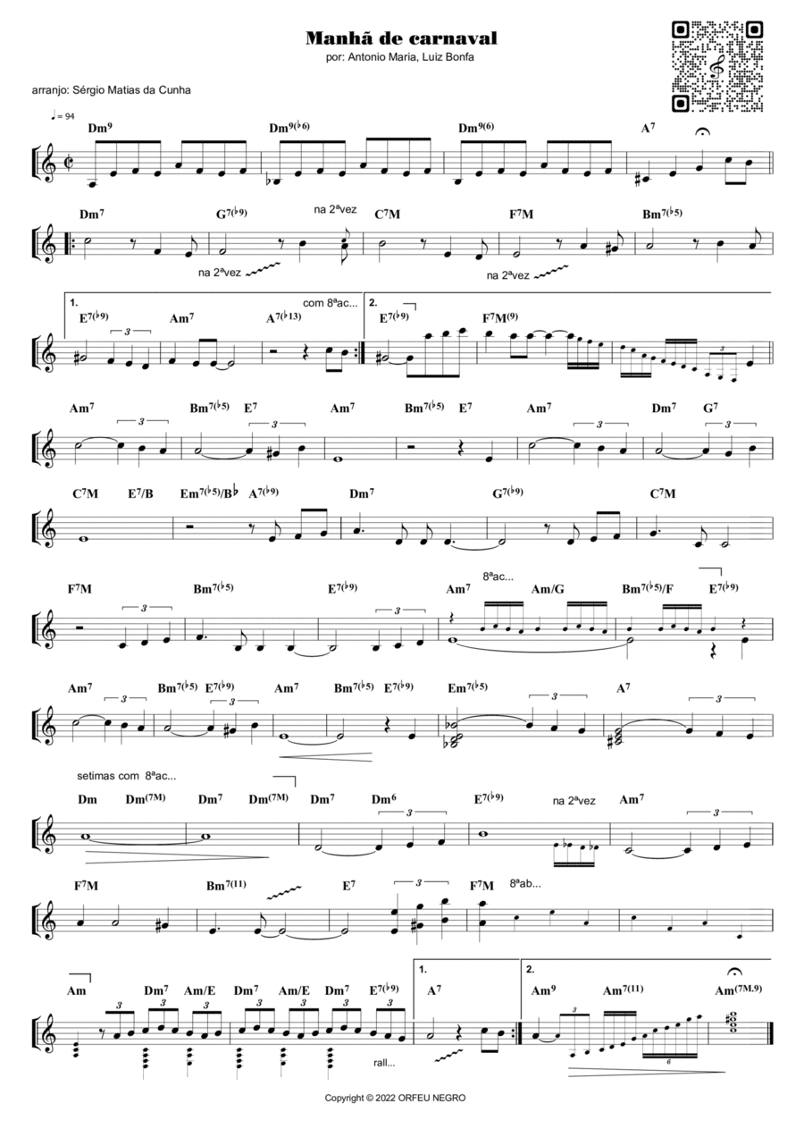 Manha De Carnaval Piano scores gallery preview page 1
