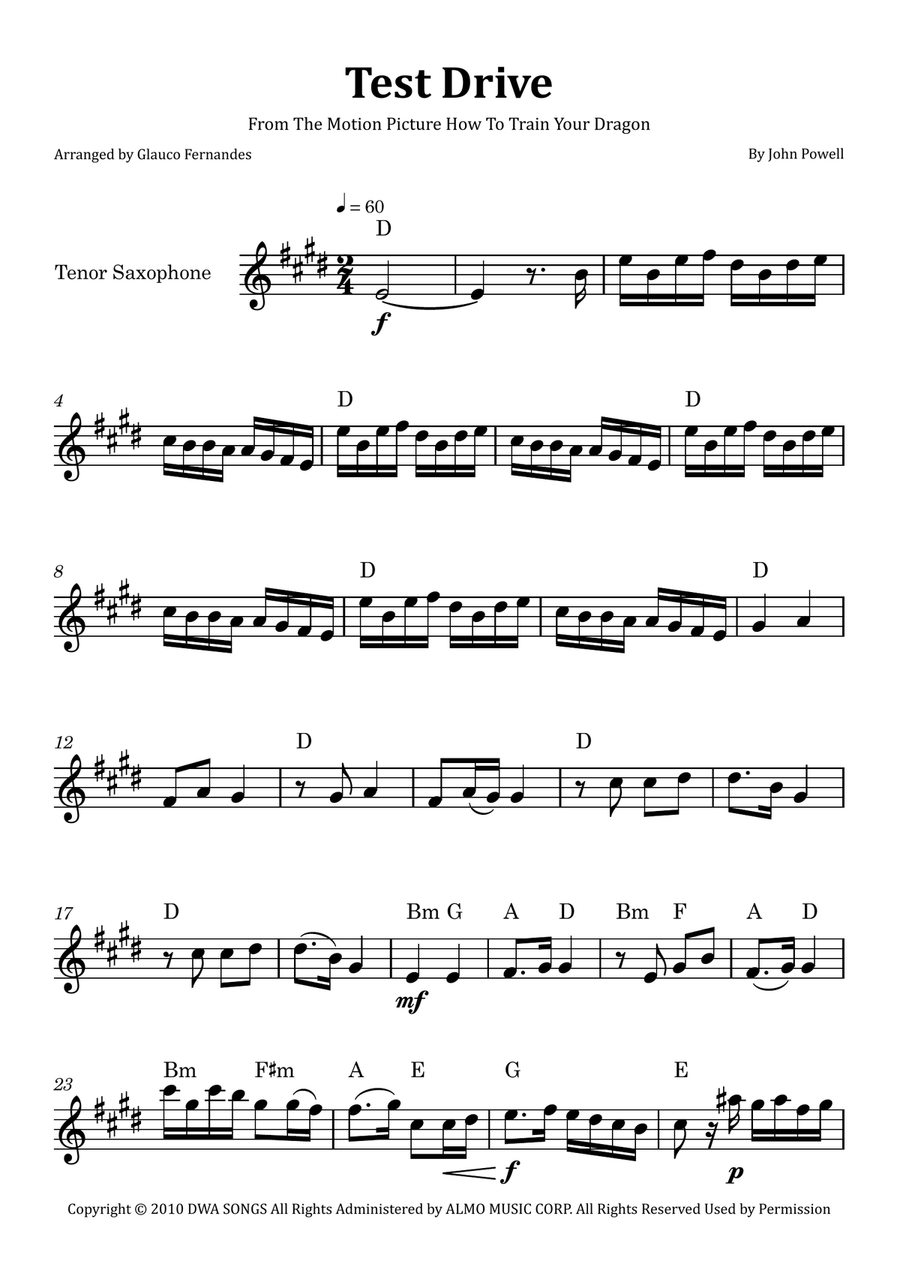 Test Drive Tenor Saxophone scores gallery preview page 1