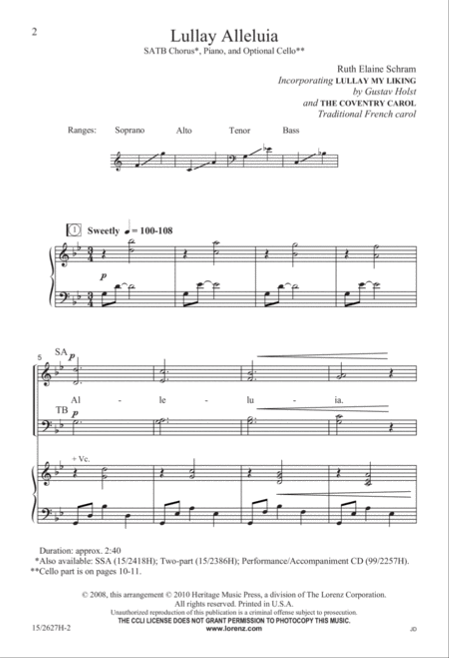 Lullay Alleluia 4-Part scores gallery preview page 3