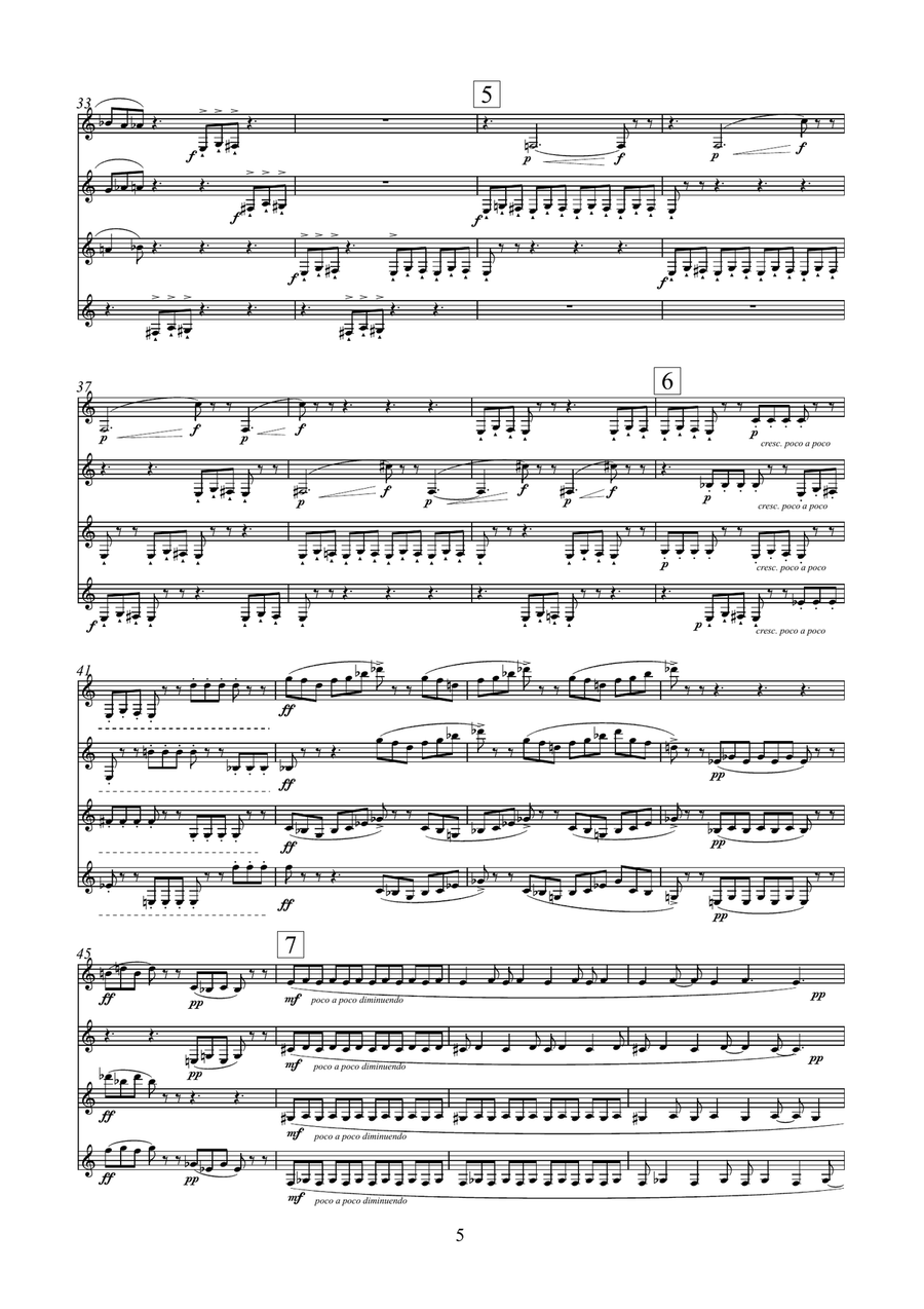 Overtones (for four clarinets in B flat) Clarinet Quartet scores gallery preview page 5