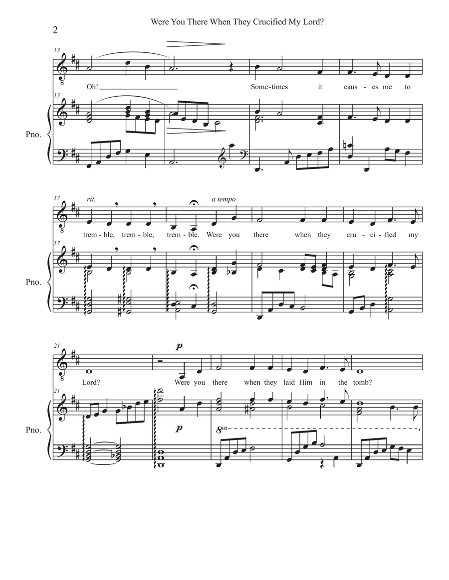Were You There When They Crucified My Lord (baritone vocal solo with piano) Low Voice scores gallery preview page 2