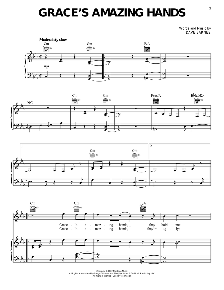 Grace's Amazing Hands Acoustic Guitar scores gallery preview page 1