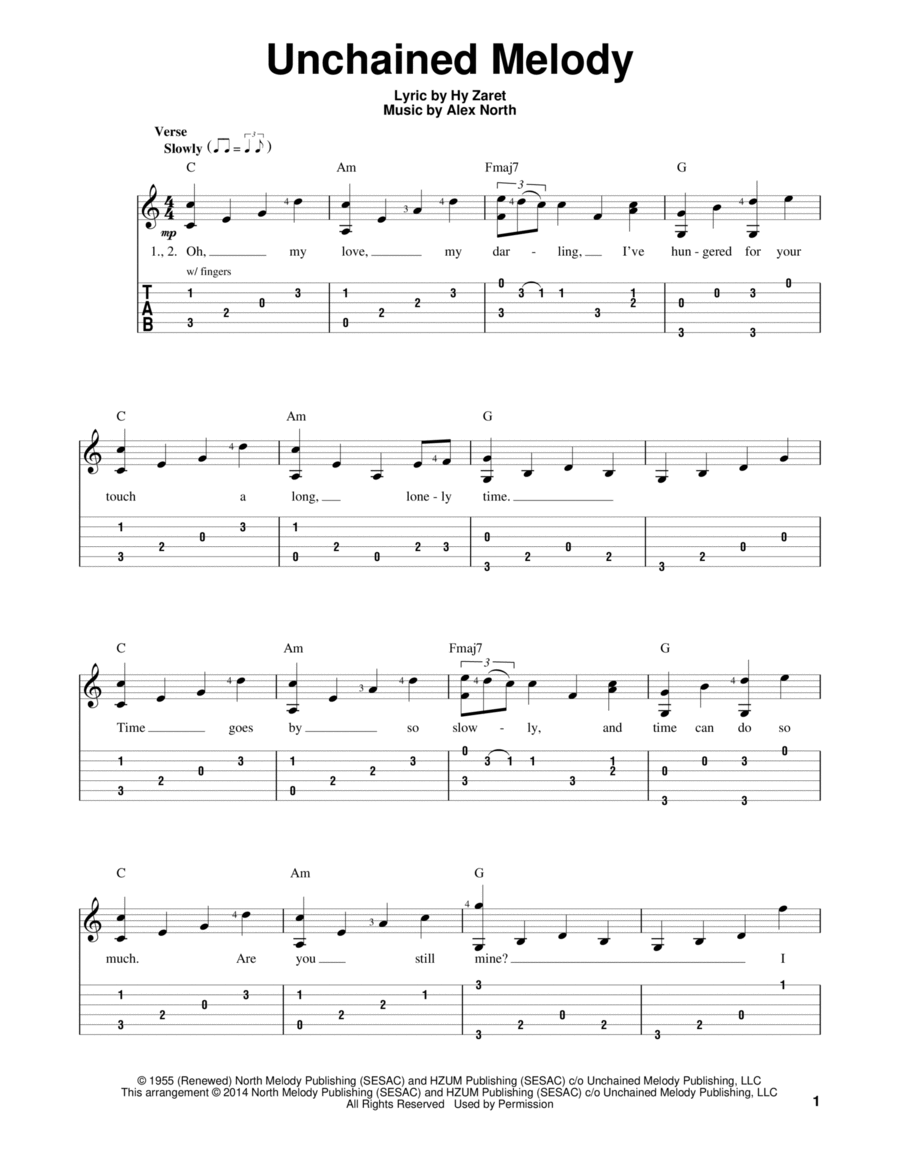 Unchained Melody Acoustic Guitar scores gallery preview page 1