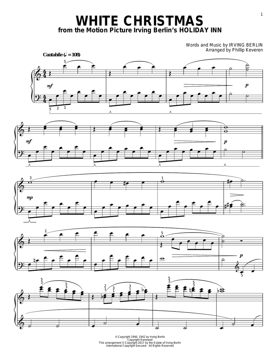 White Christmas [Classical version] (arr. Phillip Keveren) Piano Solo scores gallery preview page 1