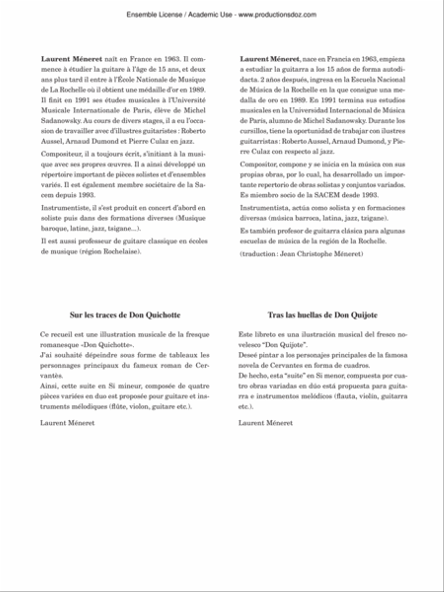 Sur les traces de Don Quichotte Classical Guitar scores gallery preview page 2