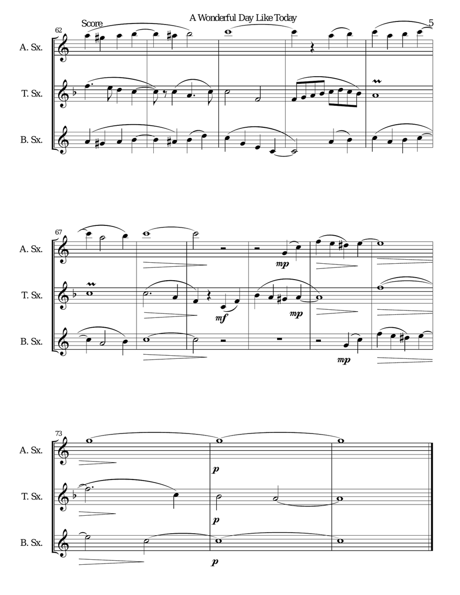 A Wonderful Day Like Today Woodwind Trio scores gallery preview page 5