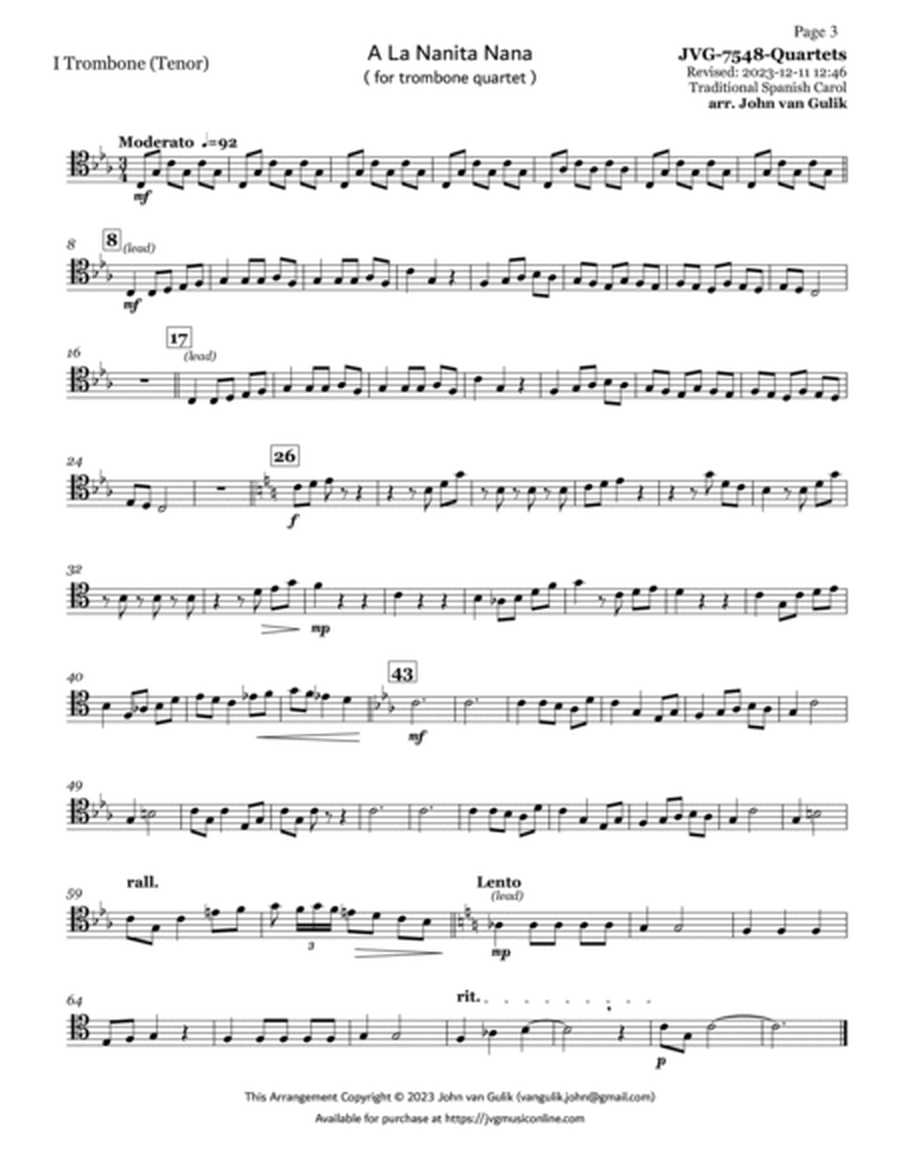 Trombone Quartets For Christmas Vol 1 - Part 1 - Tenor Clef