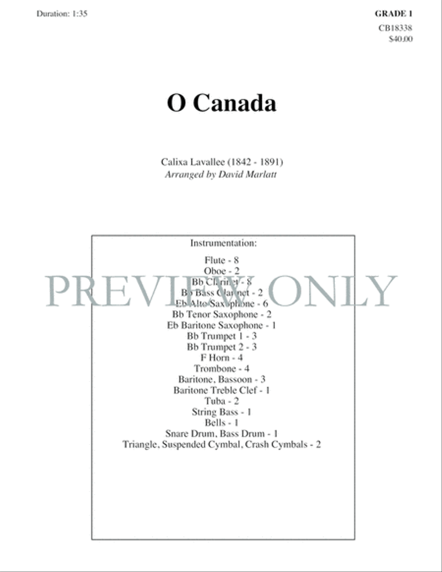 O Canada Concert Band scores gallery preview page 2