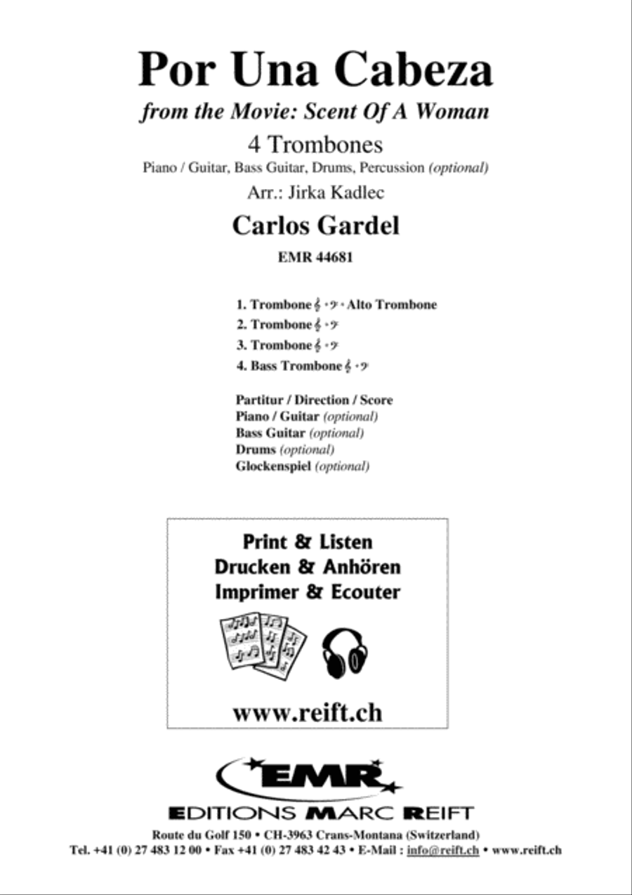 Por Una Cabeza Trombone Quartet scores gallery preview page 2