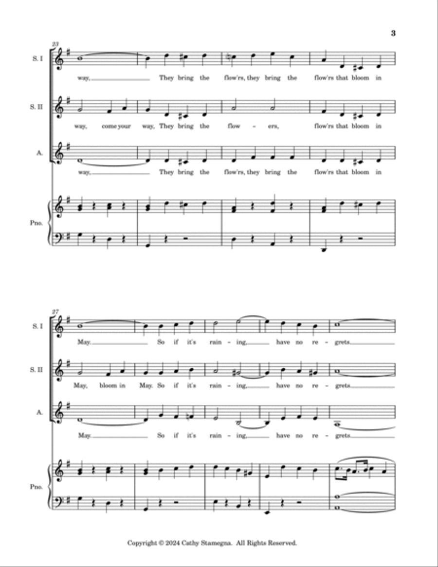 April Showers (SSA Choir, Piano Accompaniment)  SSA scores gallery preview page 4