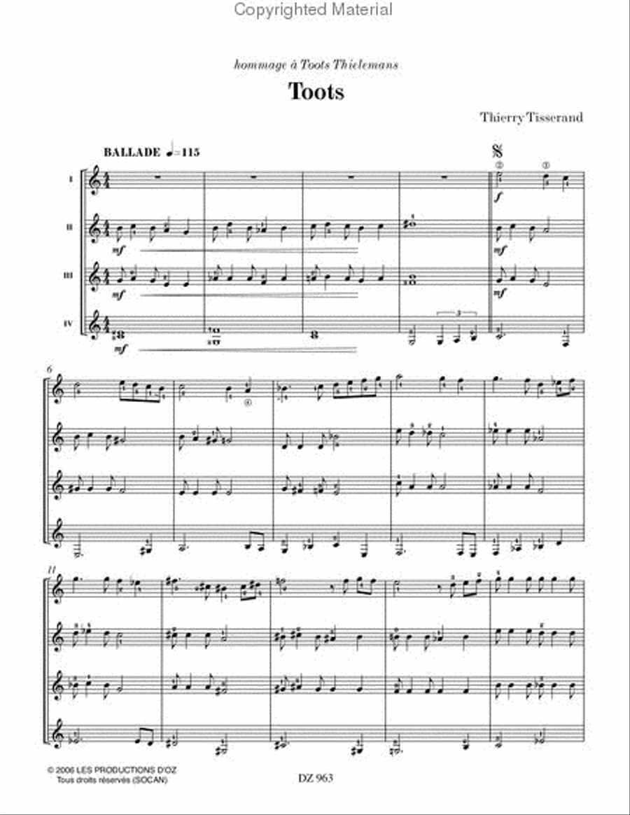 Toots Ballade / Toots Valse Guitar Ensemble scores gallery preview page 2