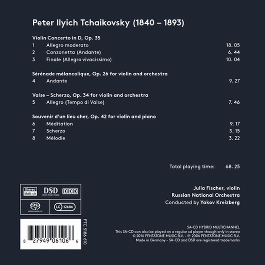 Peter Ilyich Tchaikovsky: Violin Concerto in D, Op. 35 - Serenade Melancolique, Op. 26 - Valse-Scherzo, Op. 34 - Souvenir d'un lieu cher