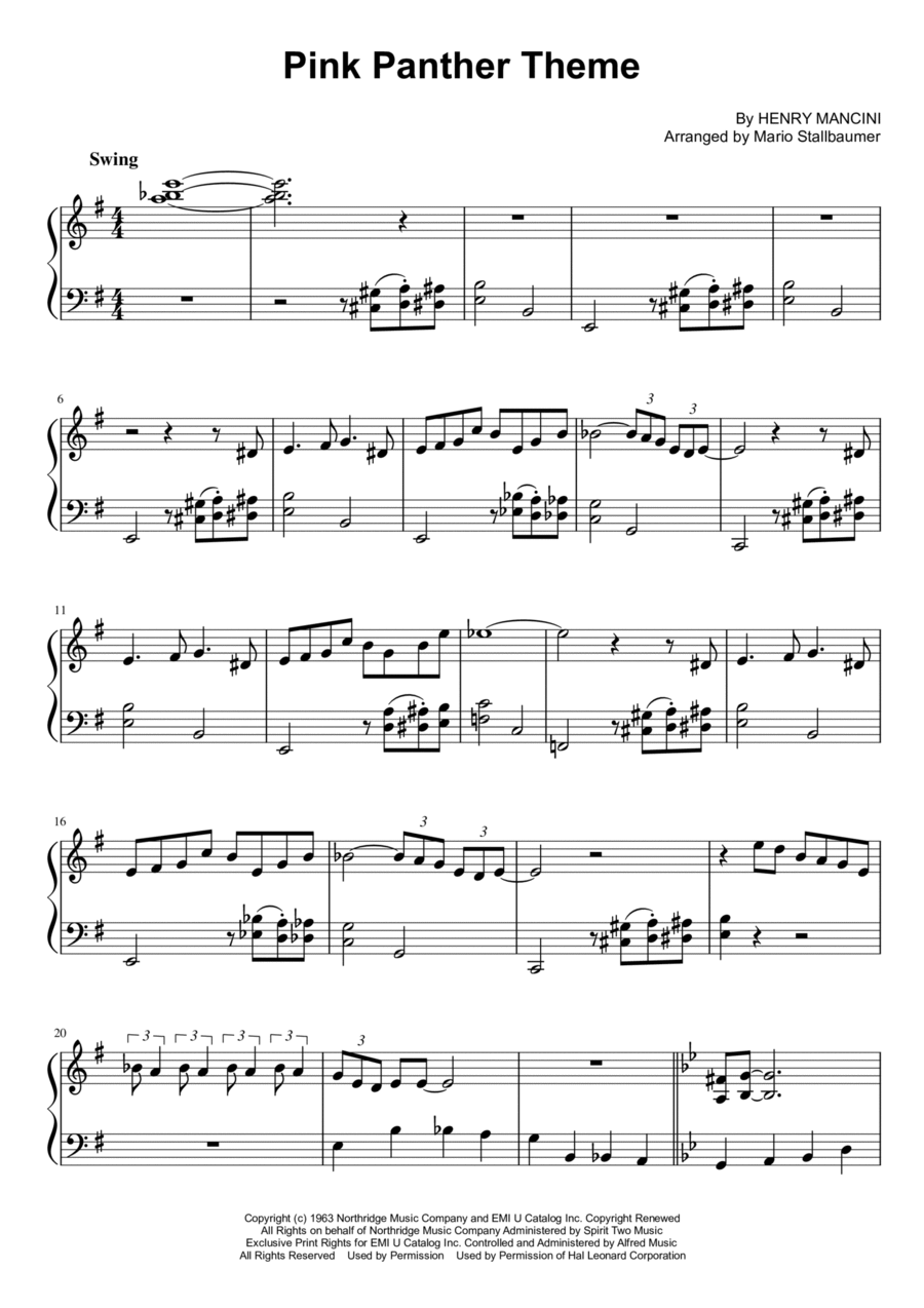 The Pink Panther from THE PINK PANTHER Piano Solo scores gallery preview page 1