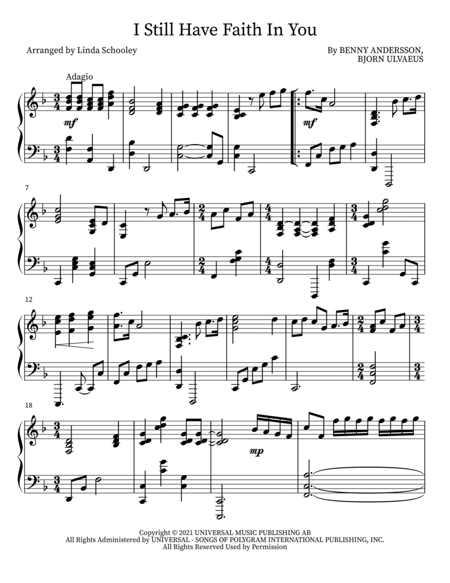 I Still Have Faith In You Piano Solo scores gallery preview page 1