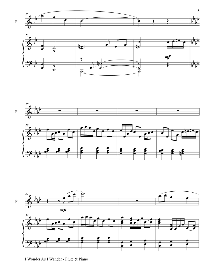 I Wonder As I Wander Flute Solo scores gallery preview page 4