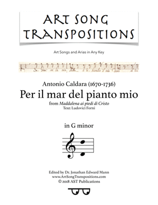 Book cover for CALDARA: Per il mar del pianto mio (transposed to G minor)