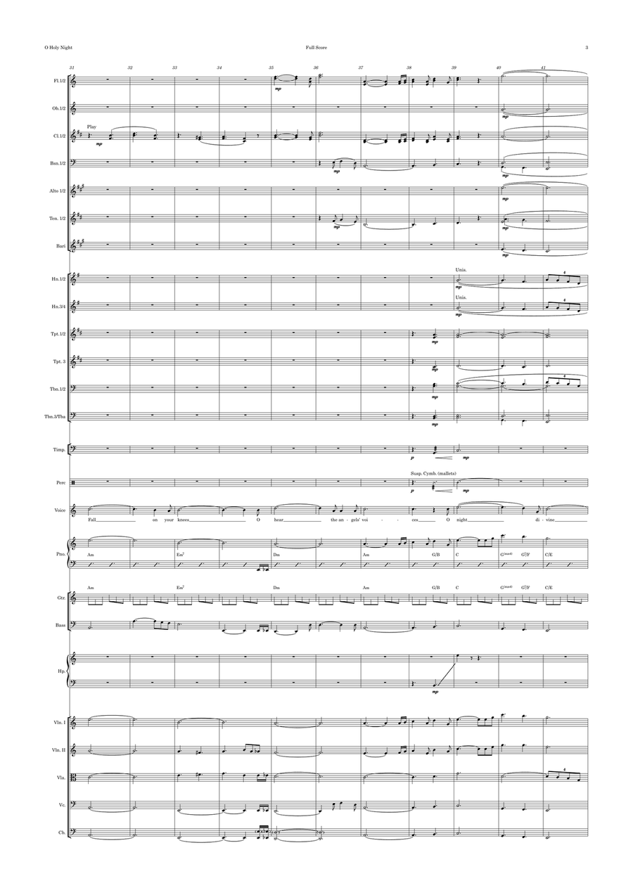 O Holy Night (ala Josh Groban) Voice and Orchestra Key of C Full Orchestra scores gallery preview page 3