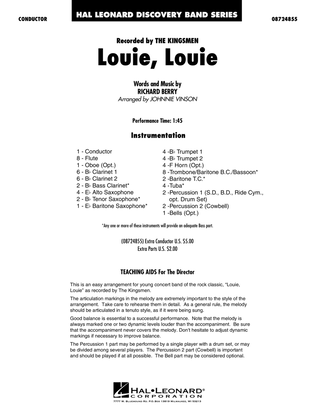 Louie, Louie (arr. Johnnie Vinson) - Full Score