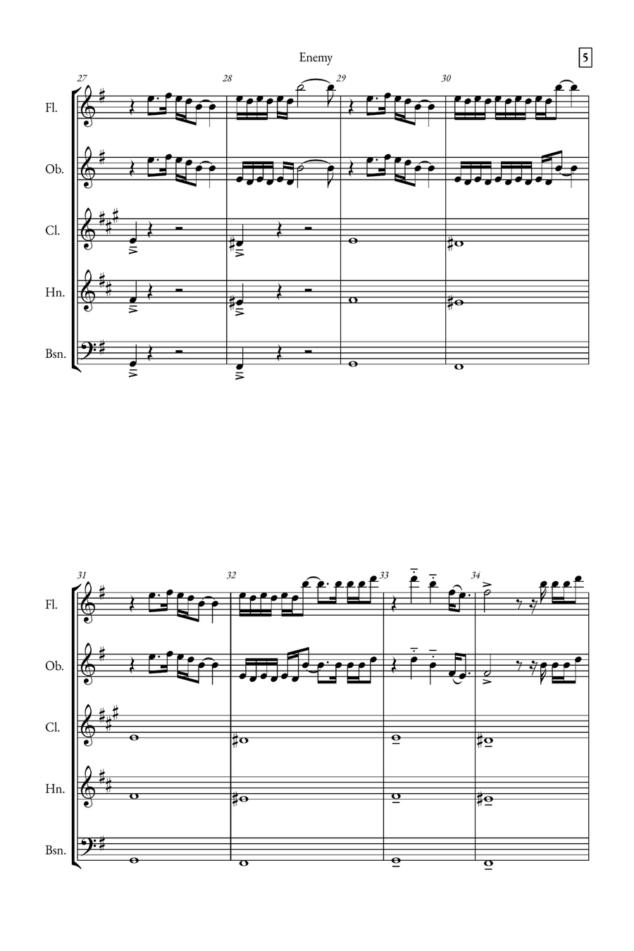 Enemy Woodwind Quintet scores gallery preview page 5