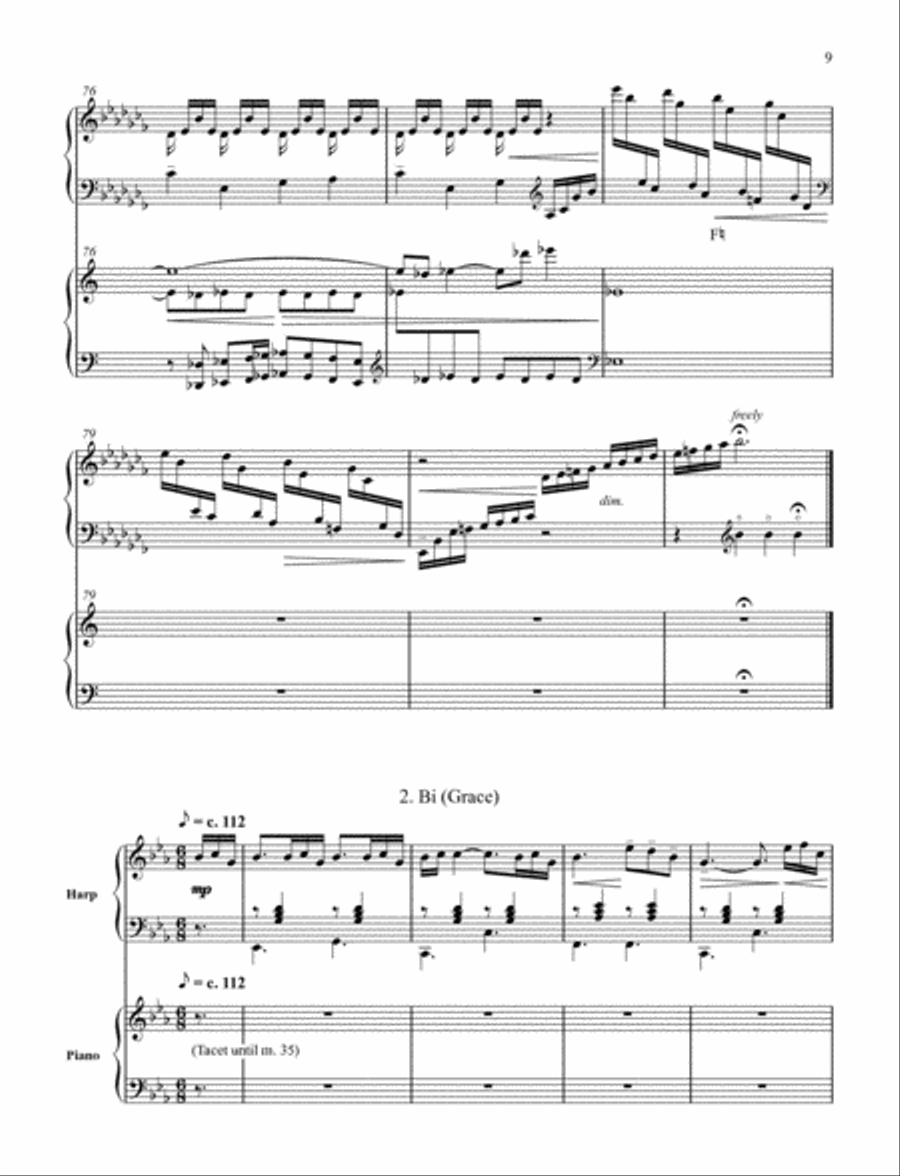 Yi Jing for Harp and Chamber Orchestra (Piano Reduction) Harp scores gallery preview page 3