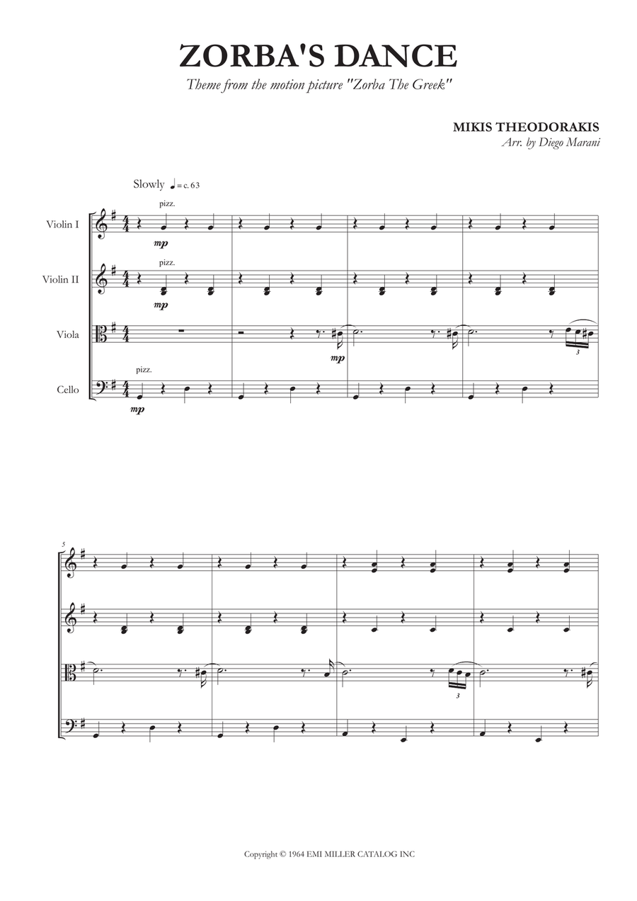 Zorbas Dance Zorbas Dance String Quartet scores gallery preview page 3