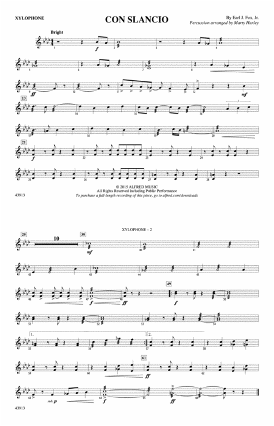 Con Slancio: Xylophone Con Slancio: Xylophone Marching Band scores gallery preview page 1