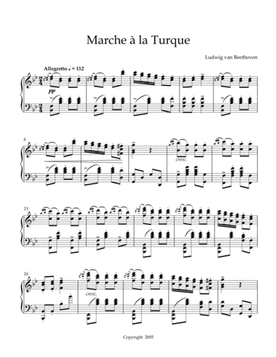 Marche a la Turque (Turkish March) Piano Method scores gallery preview page 2