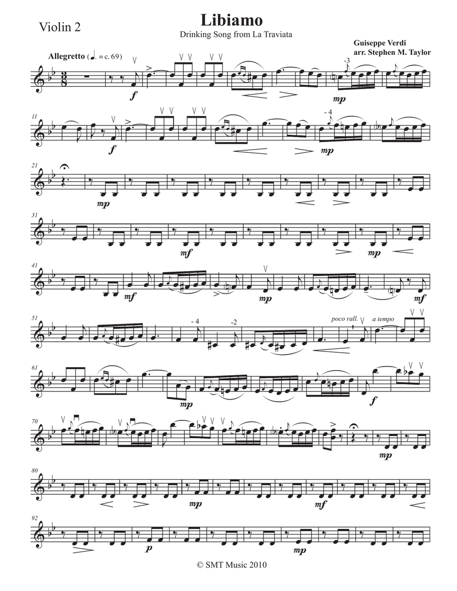 Libiamo (Drinking Song from La Traviata) Brindisi String Quartet scores gallery preview page 3