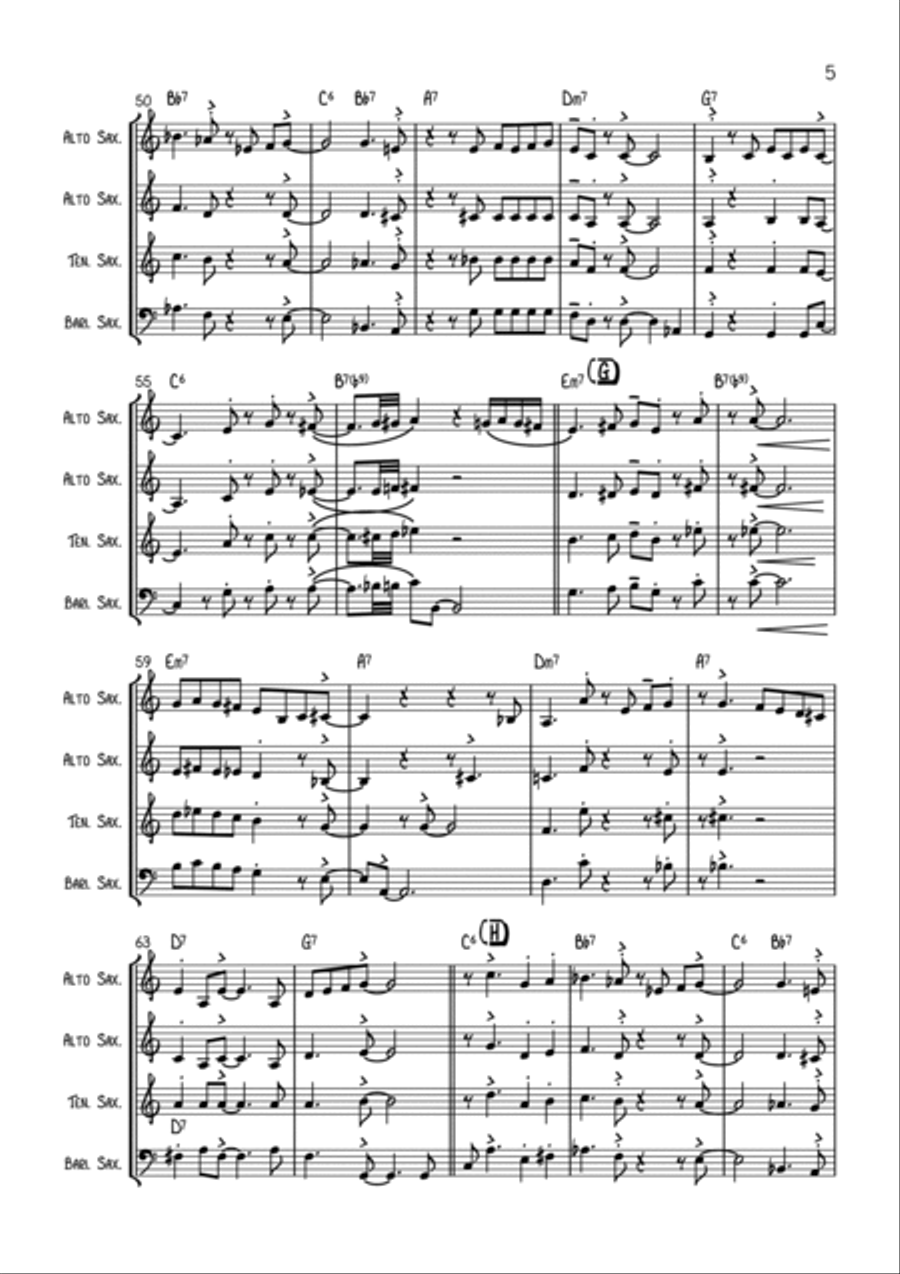 Yardbird Suite Saxophone Quartet scores gallery preview page 5