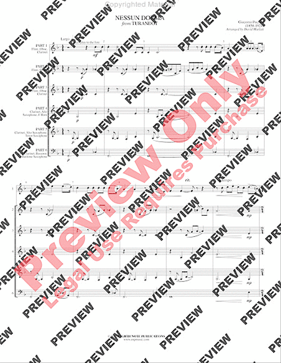 Nessun Dorma (from Turandot) Woodwind Ensemble scores gallery preview page 3