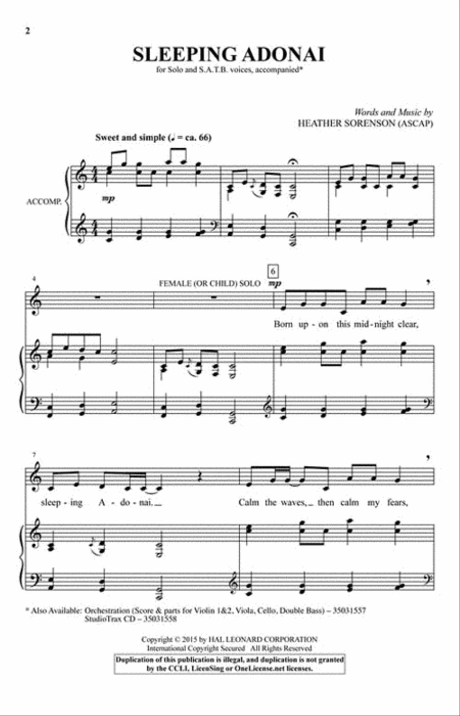 Sleeping Adonai Sleeping Adonai 4-Part scores gallery preview page 2